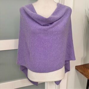 Claudia Nichole Lavender 100% Cashmere Cowl Neck Poncho OSFM Quiet Luxury EUC